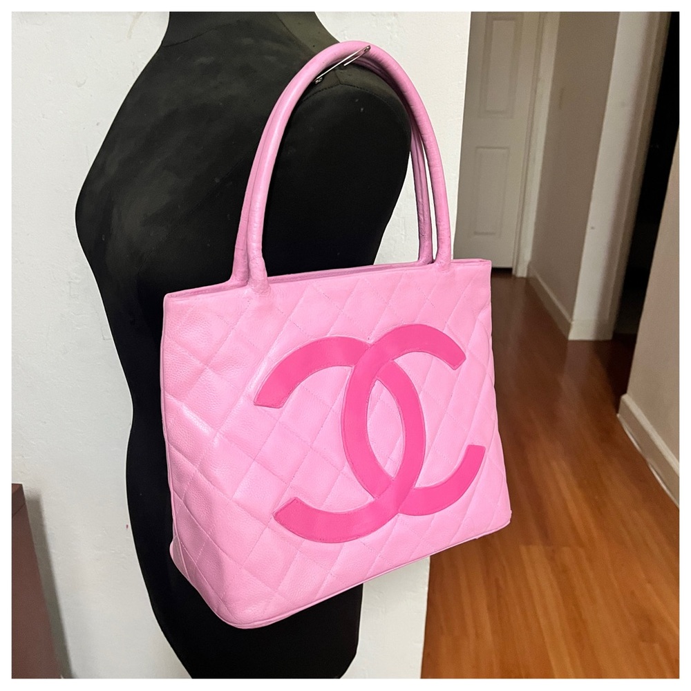 Chanel Pink Quilted Tote Bag with CC Logo